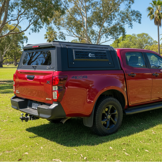 custom canopies red ute tub canopy with track mount side panel