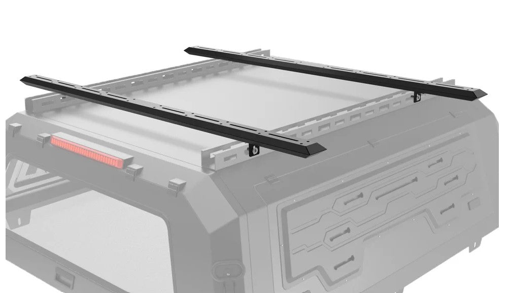 Roof rack system on a vehicle with a white background