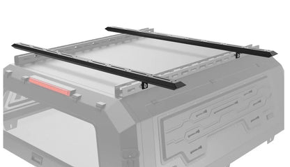 Roof rack system on a vehicle with a white background
